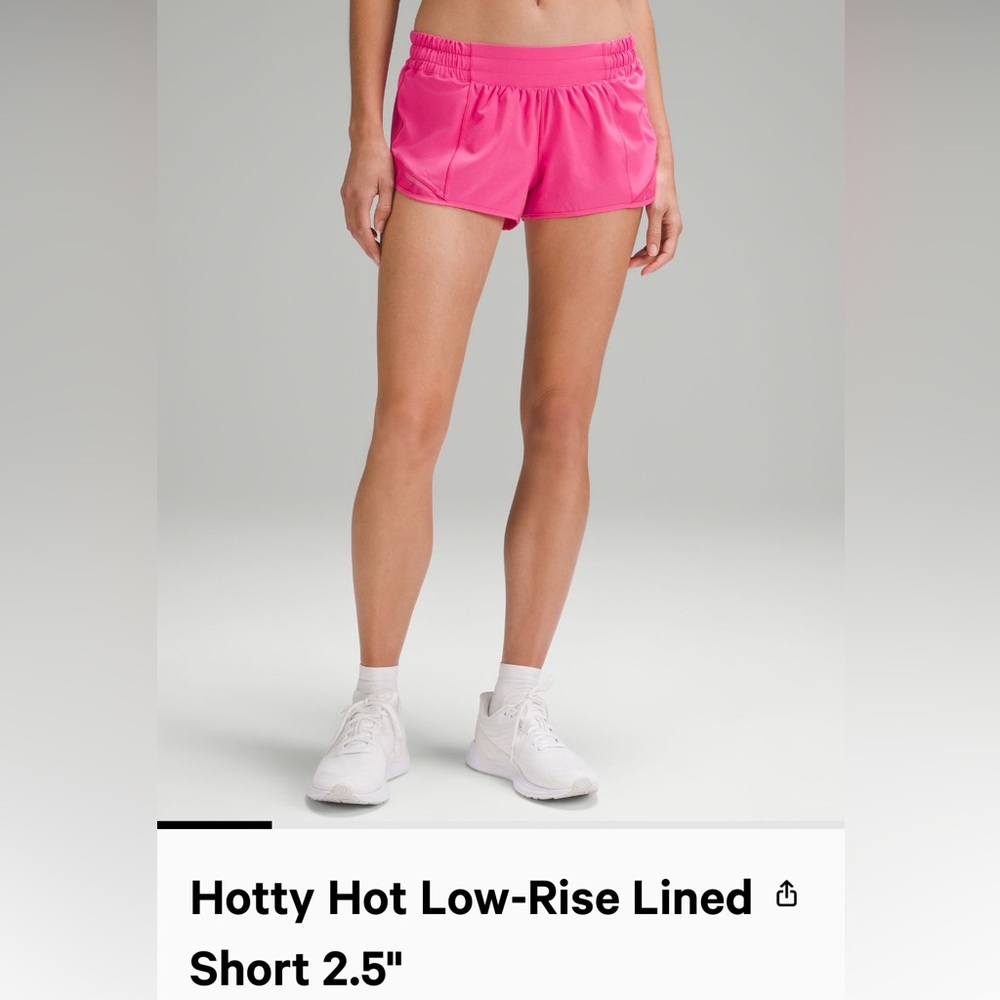 Lululemon Hotty Hot Short 2.5 length low rise size 2 Sonic Pink. Never worn
